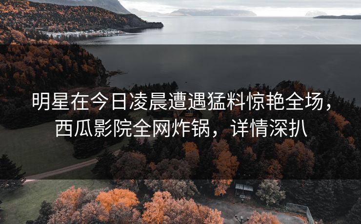明星在今日凌晨遭遇猛料惊艳全场，西瓜影院全网炸锅，详情深扒