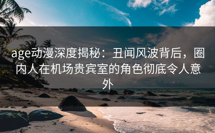 age动漫深度揭秘：丑闻风波背后，圈内人在机场贵宾室的角色彻底令人意外