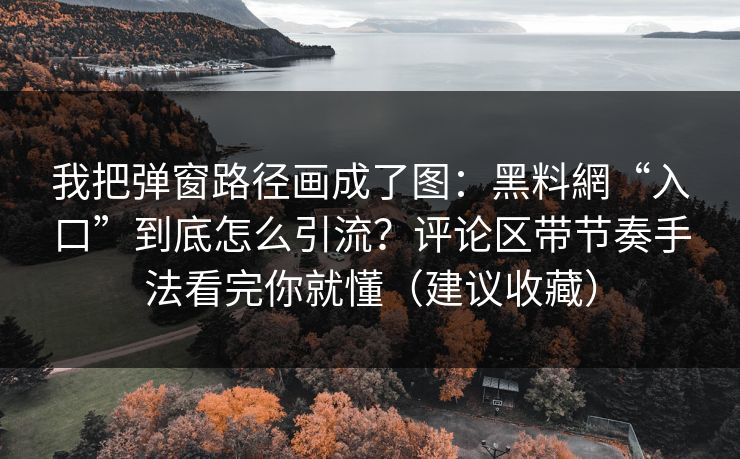 我把弹窗路径画成了图：黑料網“入口”到底怎么引流？评论区带节奏手法看完你就懂（建议收藏）